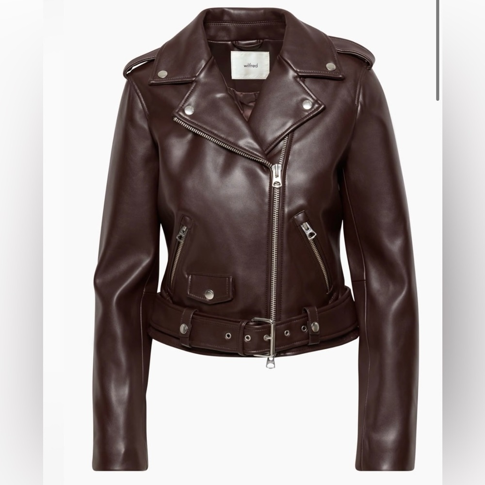 Wilfred Dark Brown Leather Moto Jacket